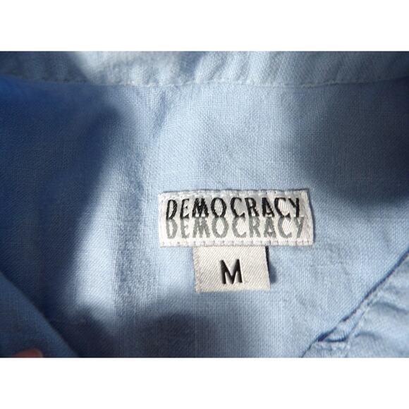 Democracy Democracy Womens Sz Medium Linen Blouse Top Button Up Oversized Boxy L - Picture 6 of 15